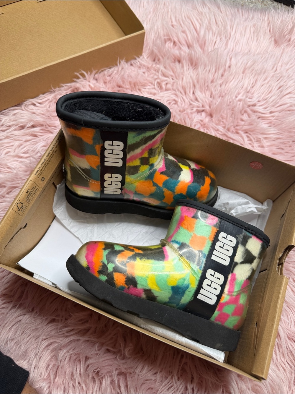 UGG Multicolor Short Boots with Black Trim